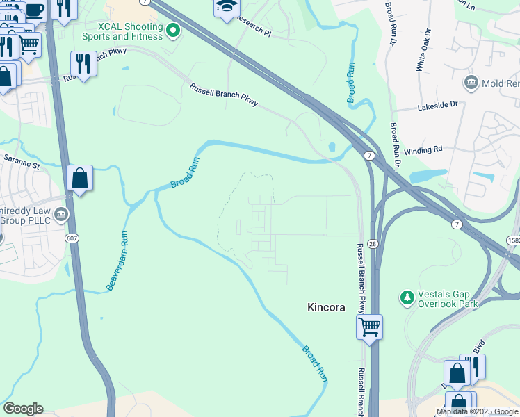 map of restaurants, bars, coffee shops, grocery stores, and more near 45153 Admiral Drive in Dulles