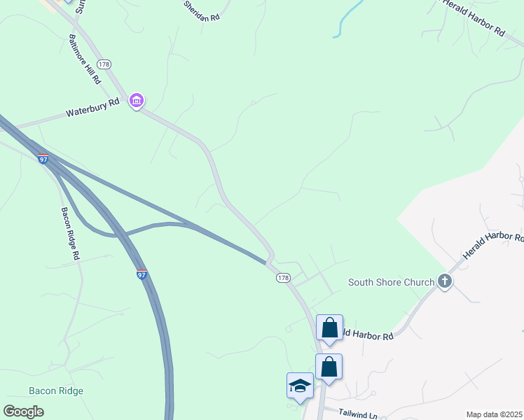 map of restaurants, bars, coffee shops, grocery stores, and more near 1180 Gum Bottom Road in Crownsville
