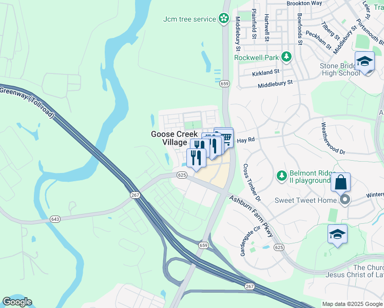 map of restaurants, bars, coffee shops, grocery stores, and more near 42703 Wardlaw Terrace in Ashburn