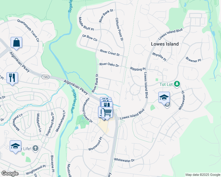 map of restaurants, bars, coffee shops, grocery stores, and more near 20638 Piney Branch Way in Sterling