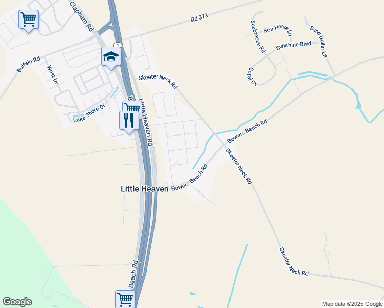 map of restaurants, bars, coffee shops, grocery stores, and more near 594 East 3rd Street in Frederica