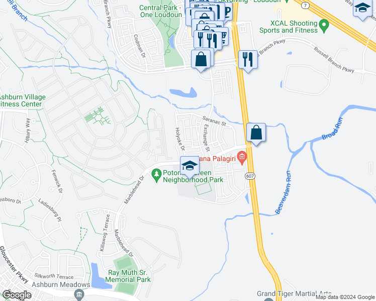 map of restaurants, bars, coffee shops, grocery stores, and more near 44694 Collingdale Terrace in Ashburn