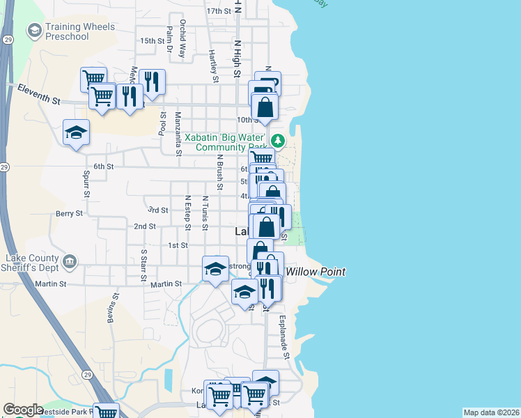 map of restaurants, bars, coffee shops, grocery stores, and more near in Lakeport