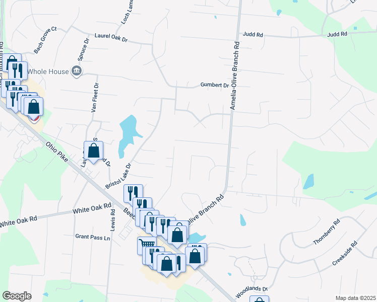 map of restaurants, bars, coffee shops, grocery stores, and more near 3753 Waterstone in Amelia