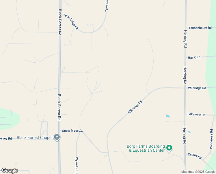 map of restaurants, bars, coffee shops, grocery stores, and more near 14585 Wyandott Drive in Colorado Springs