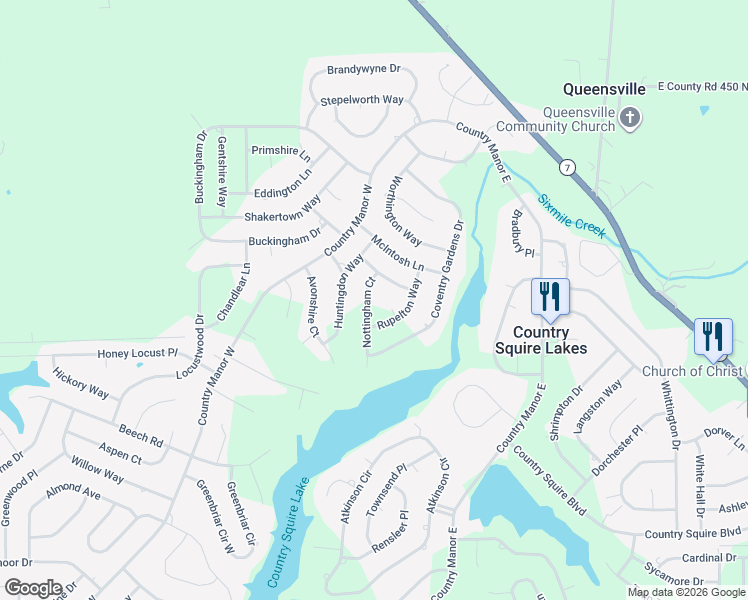 map of restaurants, bars, coffee shops, grocery stores, and more near 2686 Nottingham Court in North Vernon