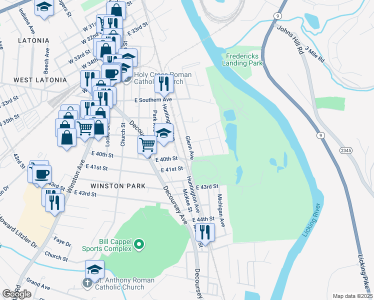 map of restaurants, bars, coffee shops, grocery stores, and more near in Covington