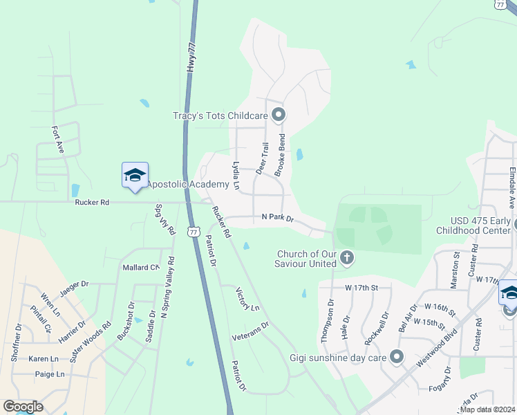 map of restaurants, bars, coffee shops, grocery stores, and more near 1911 Deer Trail in Junction City