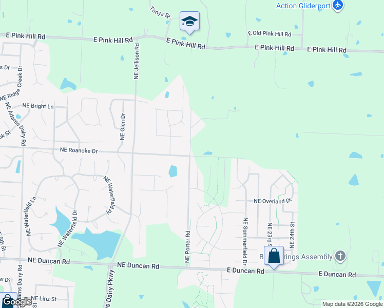 map of restaurants, bars, coffee shops, grocery stores, and more near 1812 Northeast Peregrine Circle in Blue Springs