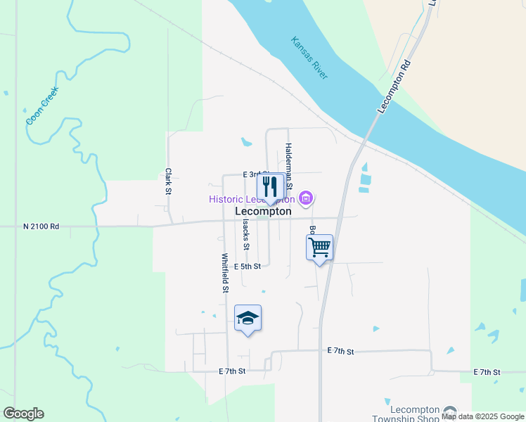 map of restaurants, bars, coffee shops, grocery stores, and more near in Lecompton
