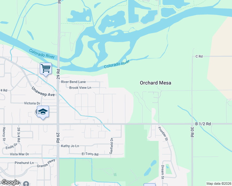 map of restaurants, bars, coffee shops, grocery stores, and more near 287 29 1/2 Rd in Grand Junction