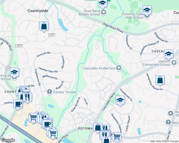 map of restaurants, bars, coffee shops, grocery stores, and more near 20625 Marsh Court in Sterling