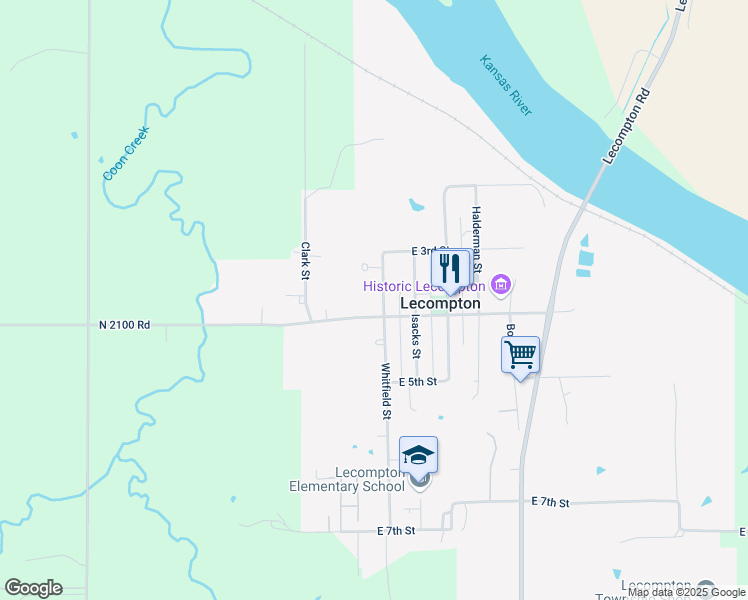 map of restaurants, bars, coffee shops, grocery stores, and more near 332 Whitfield Street in Lecompton