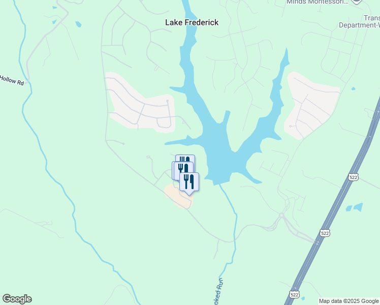 map of restaurants, bars, coffee shops, grocery stores, and more near 134 Ruffed Grouse Court in Lake Frederick