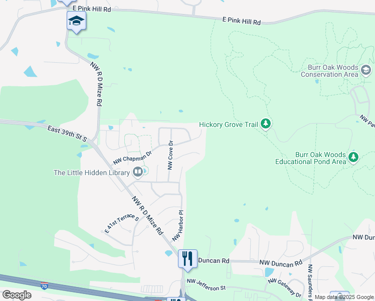 map of restaurants, bars, coffee shops, grocery stores, and more near 3506 Northwest Chapman Court in Blue Springs