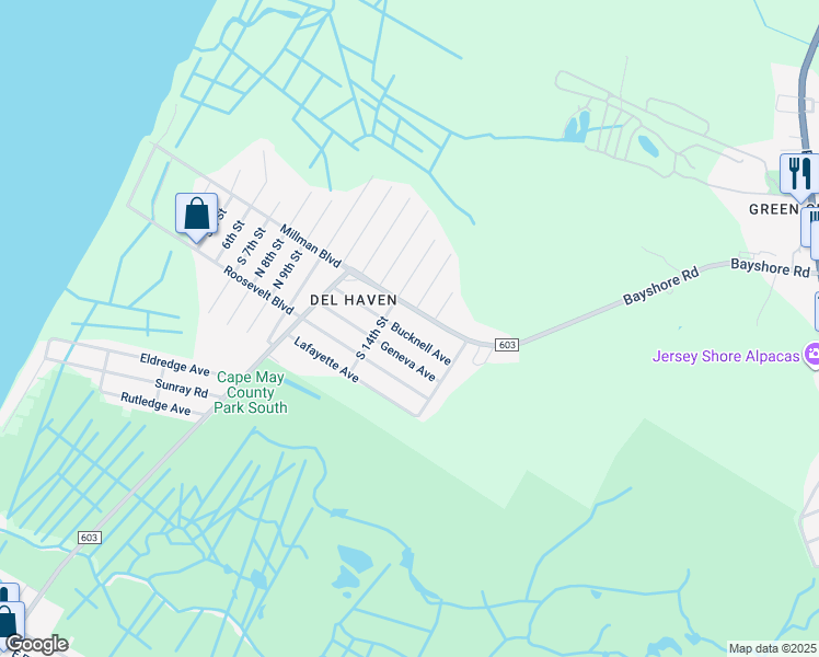 map of restaurants, bars, coffee shops, grocery stores, and more near 108 Bucknell Avenue in Villas