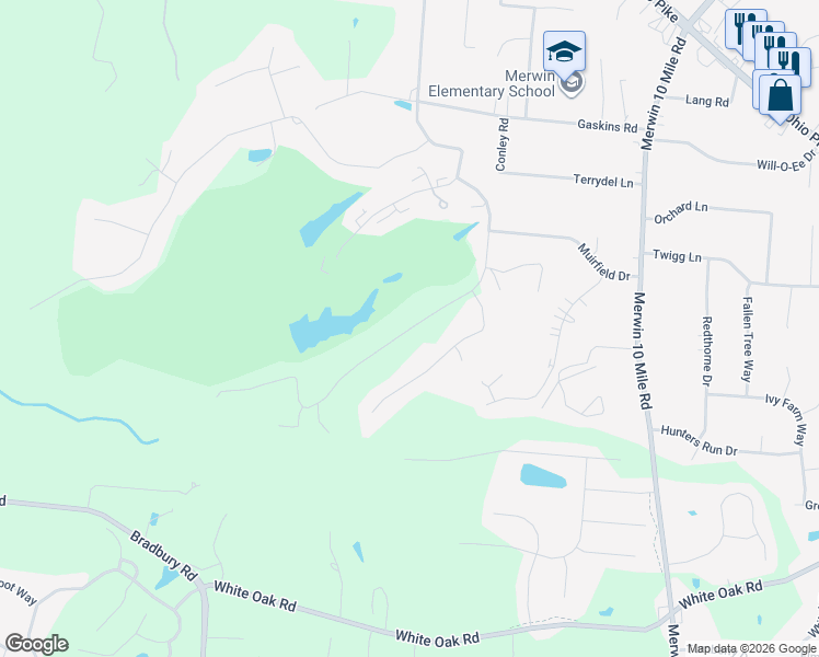 map of restaurants, bars, coffee shops, grocery stores, and more near 109 Saint Andrews Drive in Cincinnati