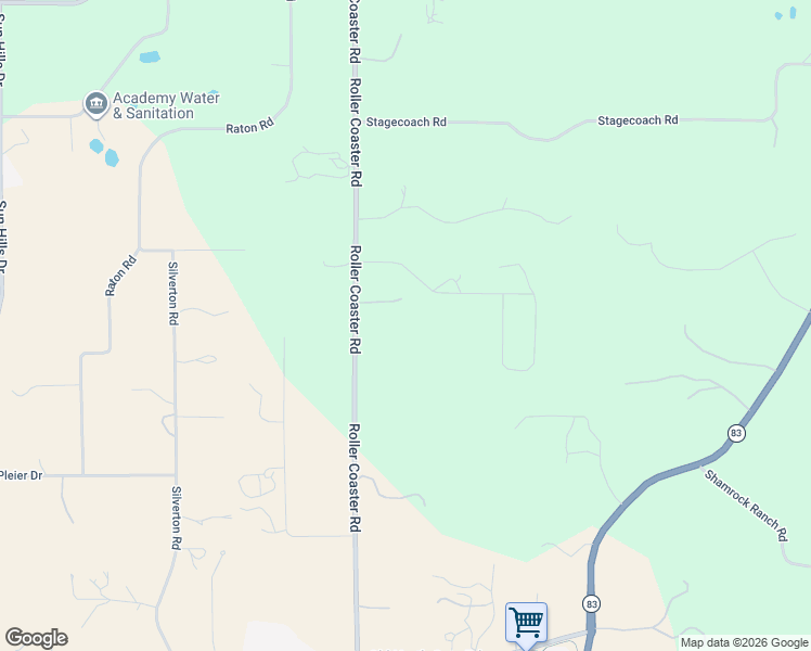 map of restaurants, bars, coffee shops, grocery stores, and more near 14695 Roller Coaster Road in Colorado Springs