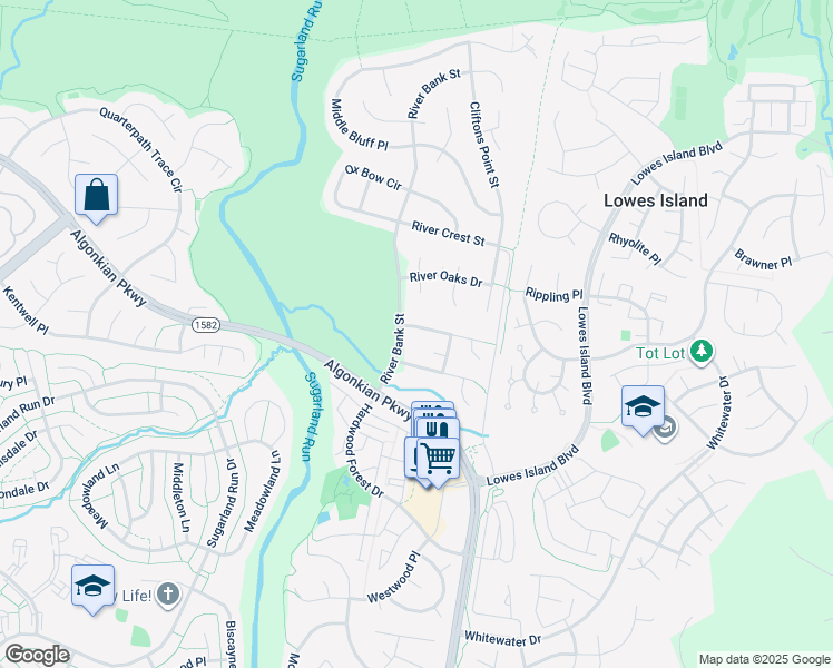 map of restaurants, bars, coffee shops, grocery stores, and more near 47395 Halcyon Place in Sterling