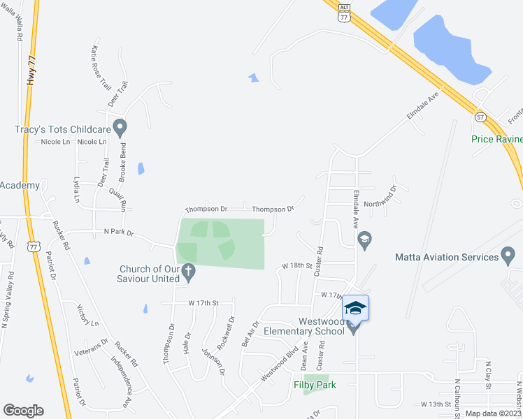 map of restaurants, bars, coffee shops, grocery stores, and more near 2212 Thompson Drive in Junction City