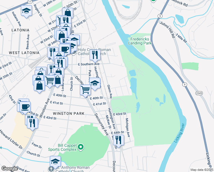 map of restaurants, bars, coffee shops, grocery stores, and more near 3827 Glenn Avenue in Covington