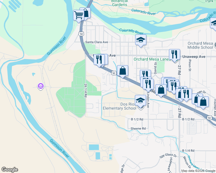 map of restaurants, bars, coffee shops, grocery stores, and more near 669 U.S. 50 in Grand Junction