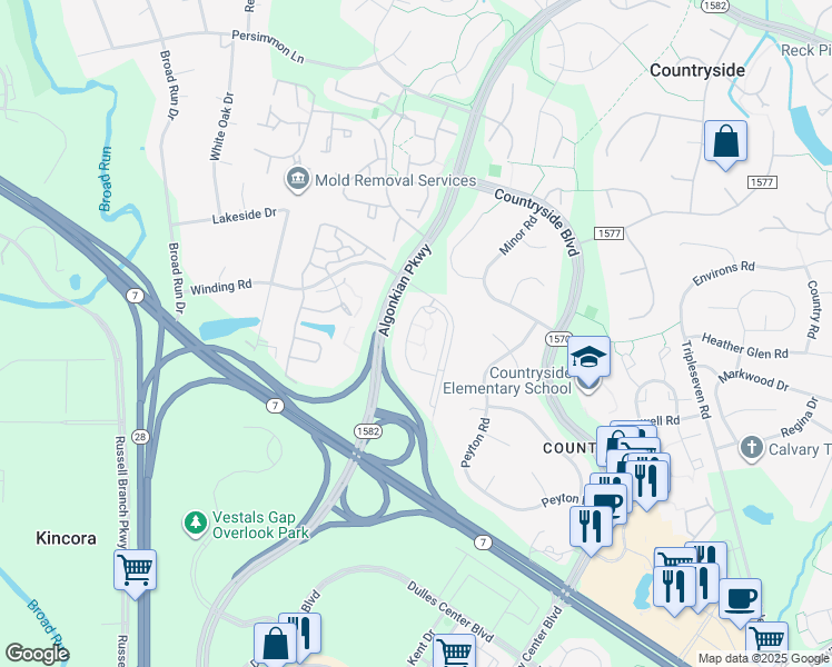 map of restaurants, bars, coffee shops, grocery stores, and more near 20623 Reserve Falls Terrace in Potomac Falls