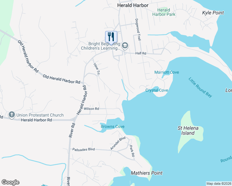 map of restaurants, bars, coffee shops, grocery stores, and more near 954 Diggs Road in Crownsville