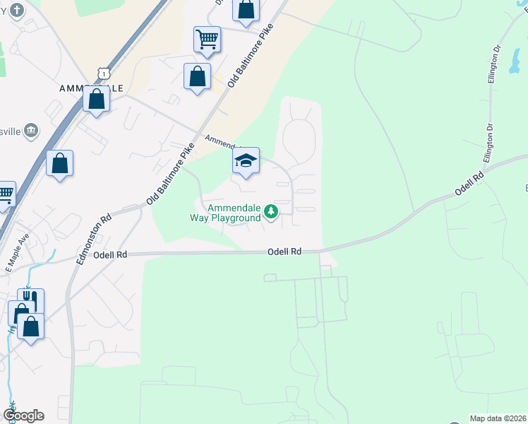 map of restaurants, bars, coffee shops, grocery stores, and more near 11448 Horse Soldier Pl in Beltsville