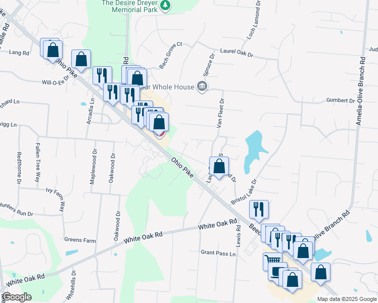 map of restaurants, bars, coffee shops, grocery stores, and more near 1229 Sparta Drive in Amelia