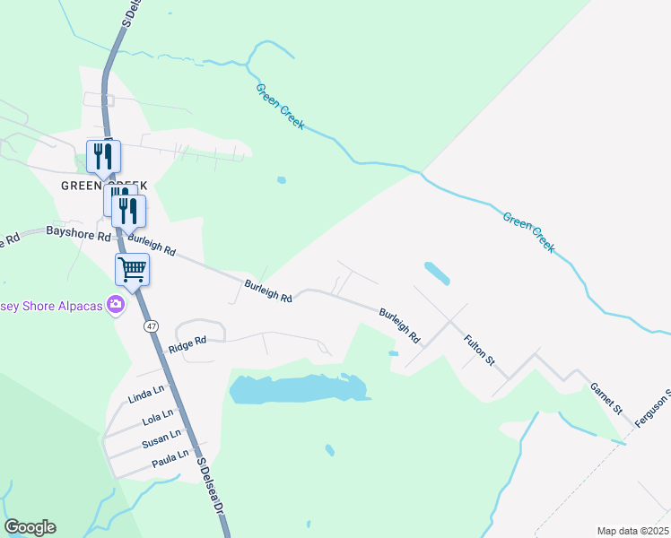 map of restaurants, bars, coffee shops, grocery stores, and more near 1 Carmen Drive in Middle Township