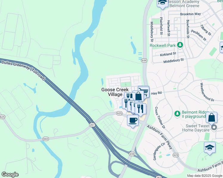map of restaurants, bars, coffee shops, grocery stores, and more near 20647 Erskine Terrace in Ashburn