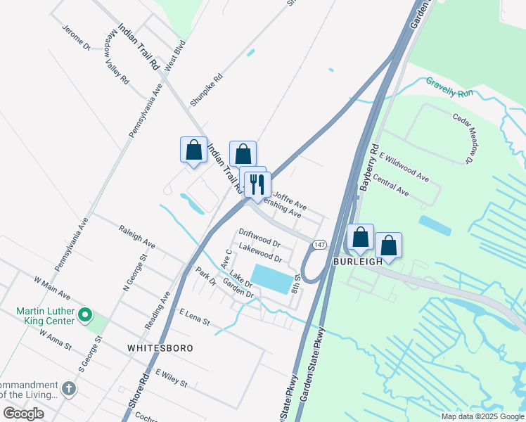 map of restaurants, bars, coffee shops, grocery stores, and more near 1270 U.S. 9 in Middle Township