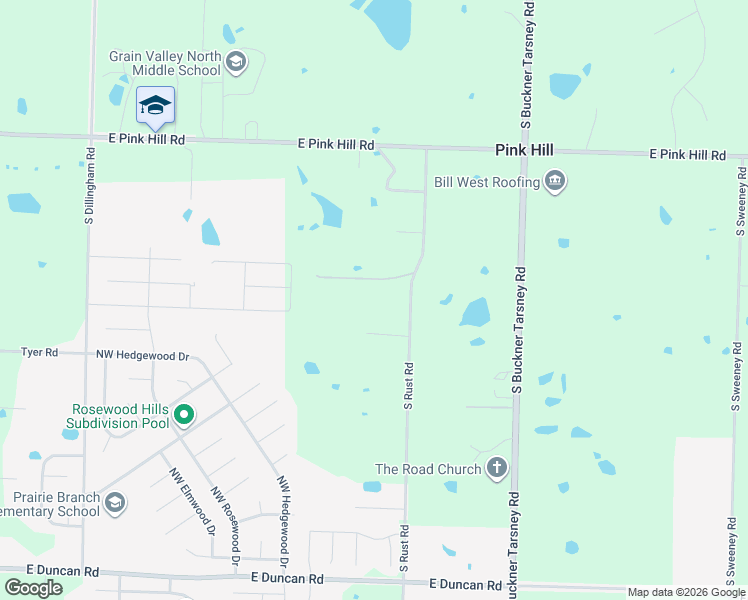 map of restaurants, bars, coffee shops, grocery stores, and more near 3720 South Rust Road in Grain Valley