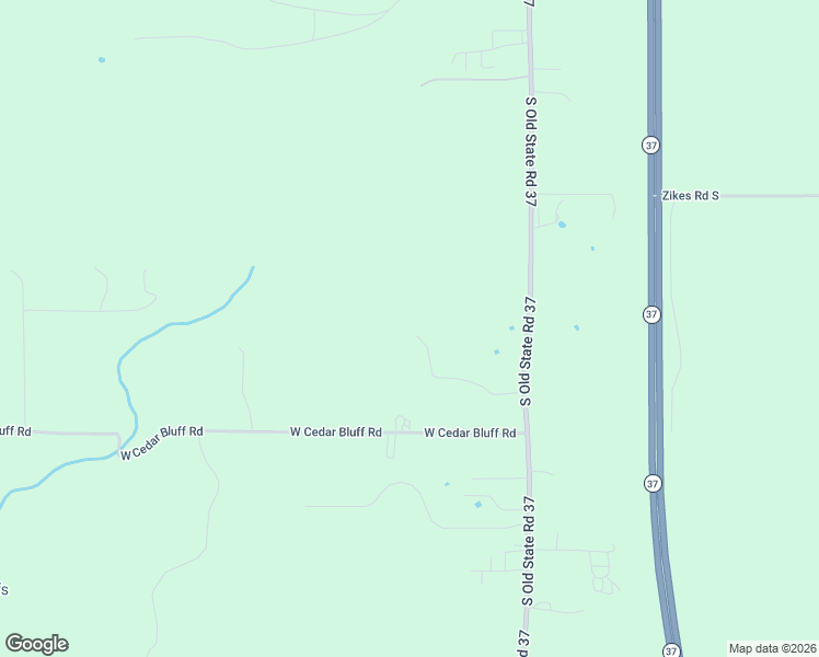 map of restaurants, bars, coffee shops, grocery stores, and more near 8178 South Old State Road 37 in Bloomington