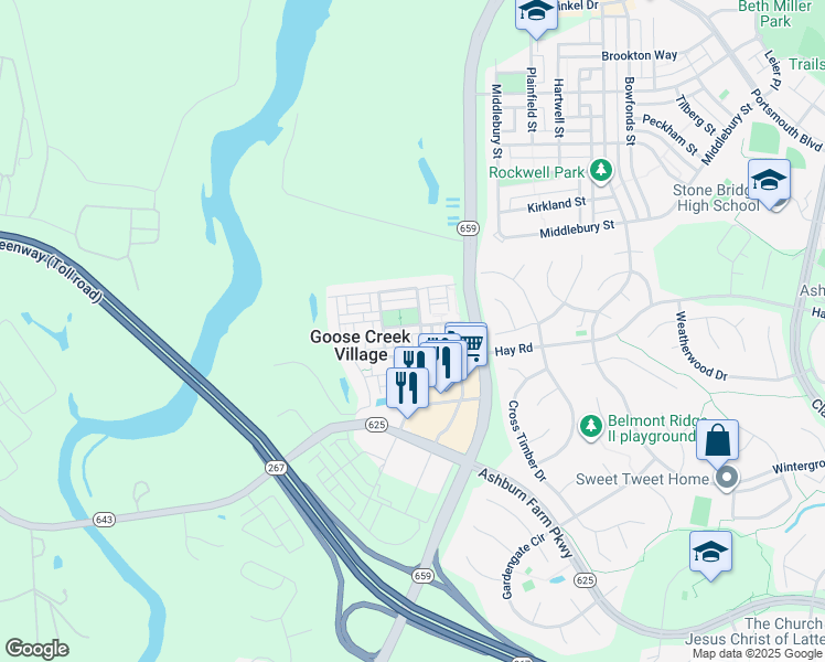 map of restaurants, bars, coffee shops, grocery stores, and more near 42747 Straloch Terrace in Ashburn