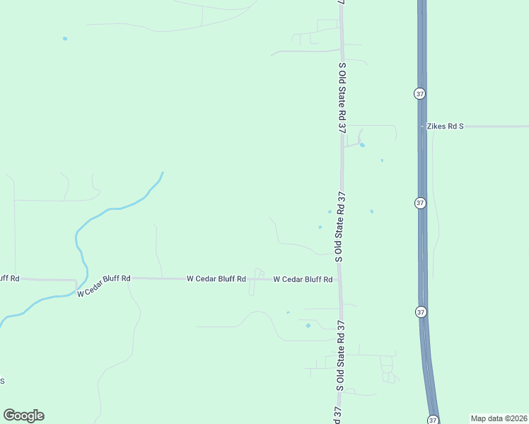 map of restaurants, bars, coffee shops, grocery stores, and more near 8178 South Old State Road 37 in Bloomington