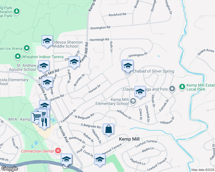 map of restaurants, bars, coffee shops, grocery stores, and more near 703 Lamberton Drive in Silver Spring