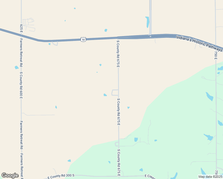 map of restaurants, bars, coffee shops, grocery stores, and more near 2046 South County Road 675 East in Dillsboro