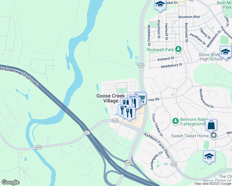 map of restaurants, bars, coffee shops, grocery stores, and more near 42764 Lauder Terrace in Ashburn