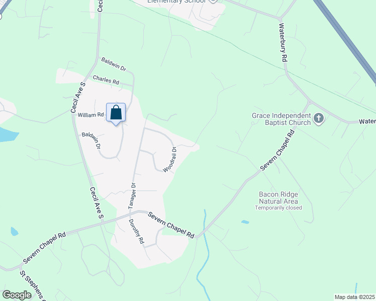 map of restaurants, bars, coffee shops, grocery stores, and more near 1177 Goldfinch Lane in Anne Arundel County