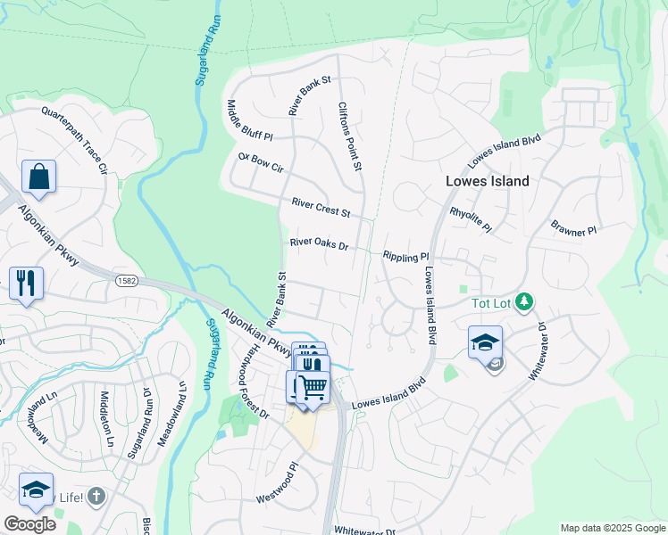 map of restaurants, bars, coffee shops, grocery stores, and more near 20566 Noland Woods Court in Sterling