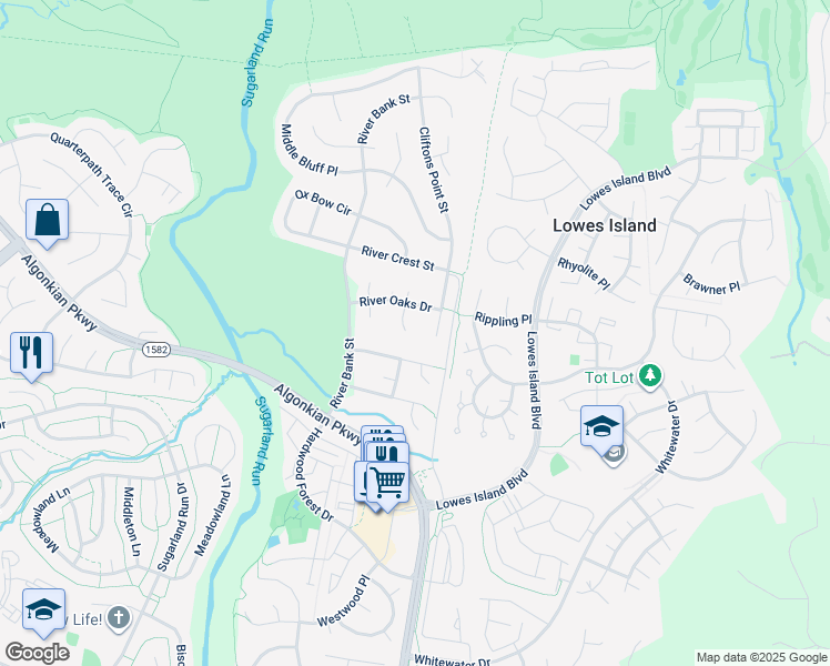 map of restaurants, bars, coffee shops, grocery stores, and more near 20566 Noland Woods Court in Sterling