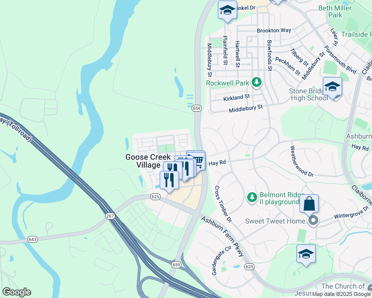 map of restaurants, bars, coffee shops, grocery stores, and more near 42800 Lauder Terrace in Ashburn