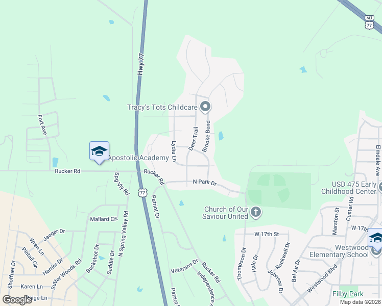 map of restaurants, bars, coffee shops, grocery stores, and more near 2022 Quail Run in Junction City