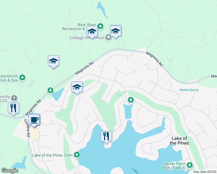 map of restaurants, bars, coffee shops, grocery stores, and more near 23132 Cypress Point Court in Auburn