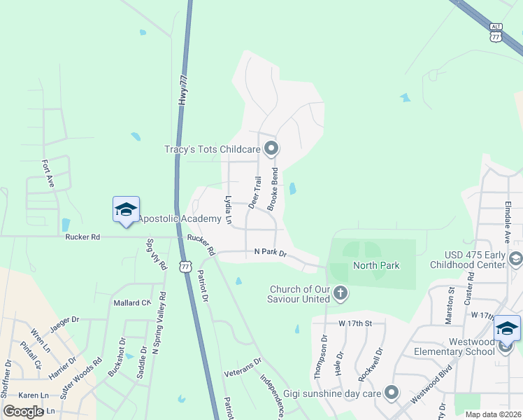 map of restaurants, bars, coffee shops, grocery stores, and more near Quail Run in Junction City