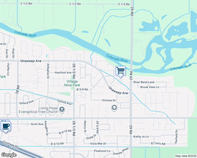 map of restaurants, bars, coffee shops, grocery stores, and more near 2873 Lobe Creek Court in Grand Junction