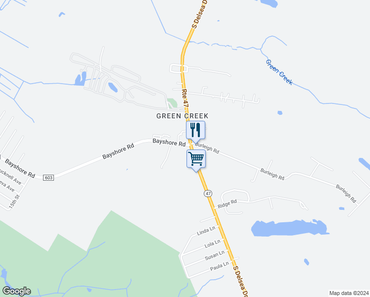 map of restaurants, bars, coffee shops, grocery stores, and more near in Middle Township