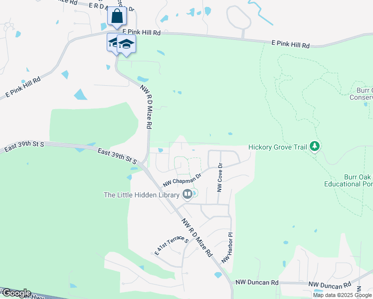 map of restaurants, bars, coffee shops, grocery stores, and more near 23011 Northwest Shepherd Road in Blue Springs